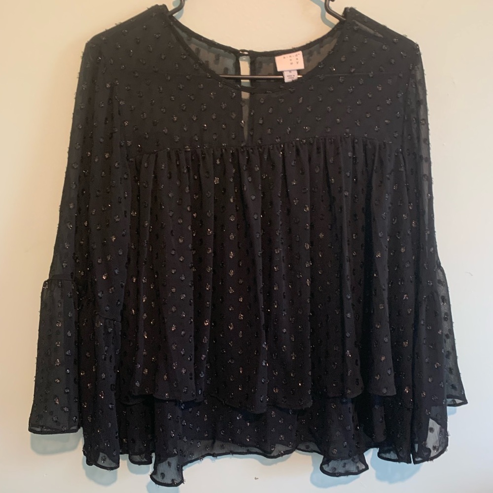 A New Day Medium Black Sparkle Blouse